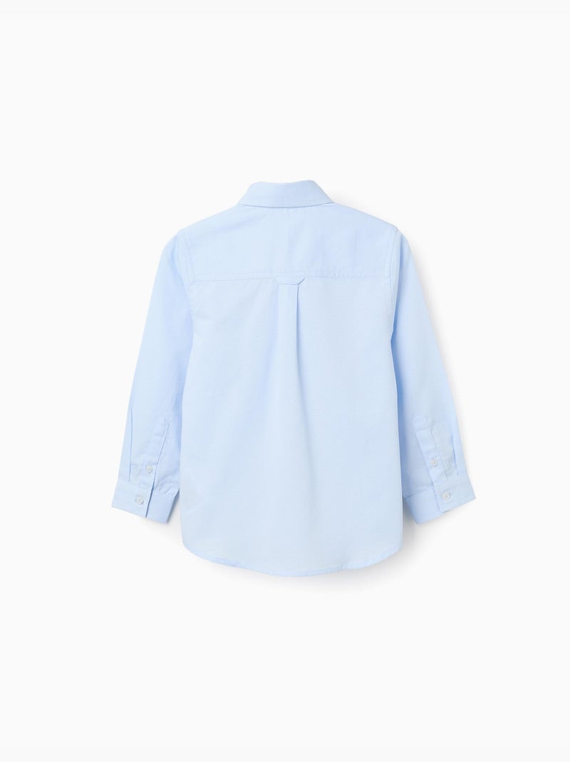 Camisa de algodón dobby de manga larga Azul claro - Kiabi