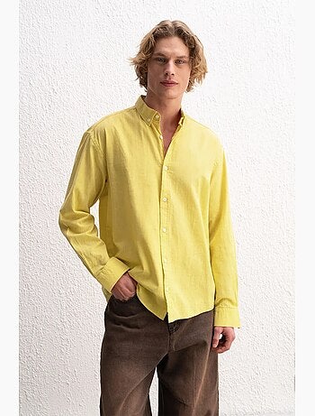 Camisa de algodón extragrande con botones giesto