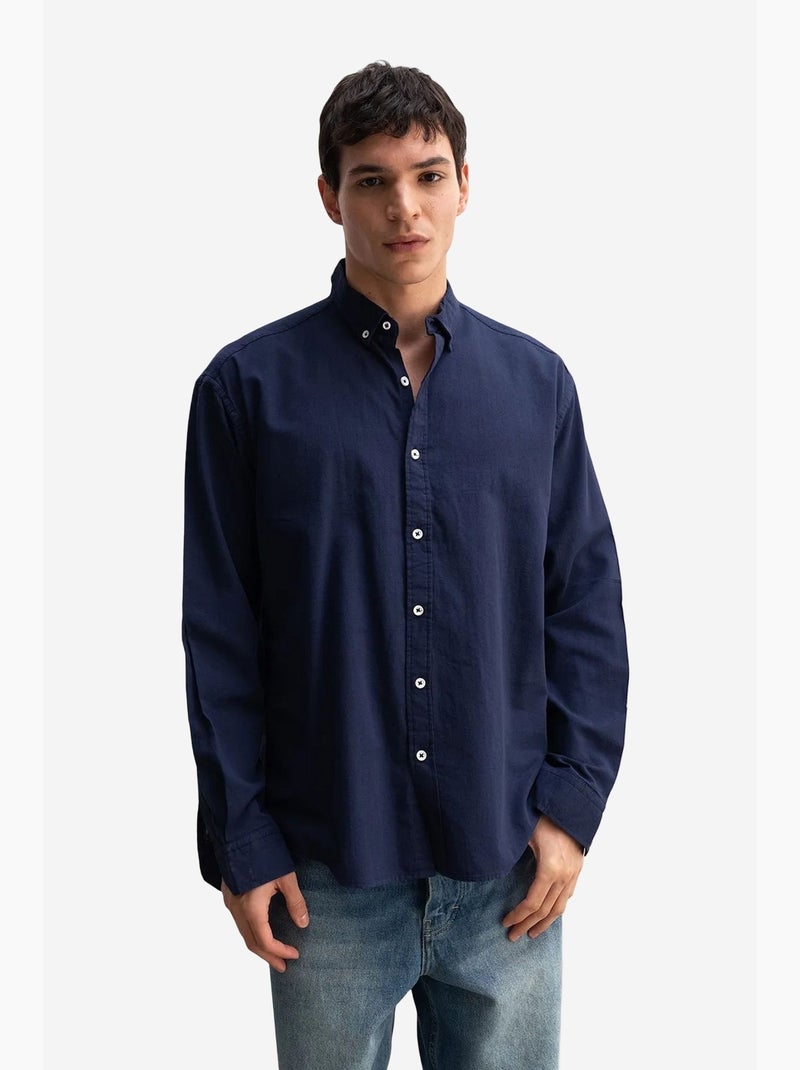 Camisa de algodón extragrande con botones giesto Azul marino - Kiabi