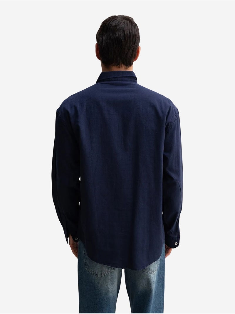 Camisa de algodón extragrande con botones giesto Azul marino - Kiabi