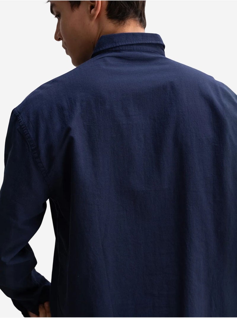 Camisa de algodón extragrande con botones giesto Azul marino - Kiabi
