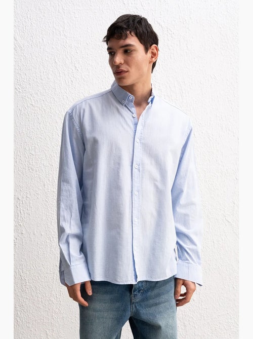 Camisa de algodón extragrande con botones giesto - Kiabi Camisa de algodón extragrande con botones giesto - Kiabi