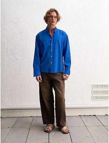 Camisa de algodón extragrande con botones giesto