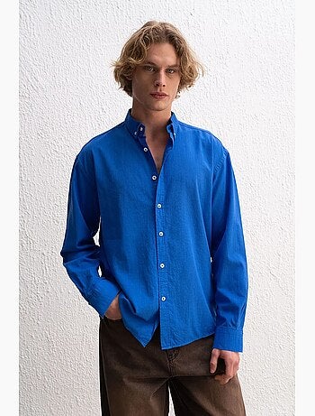 Camisa de algodón extragrande con botones giesto