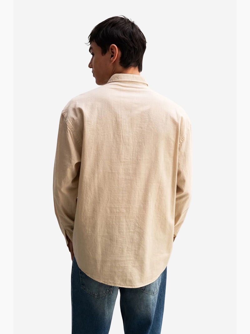 Camisa de algodón extragrande con botones giesto Beige arcilla - Kiabi