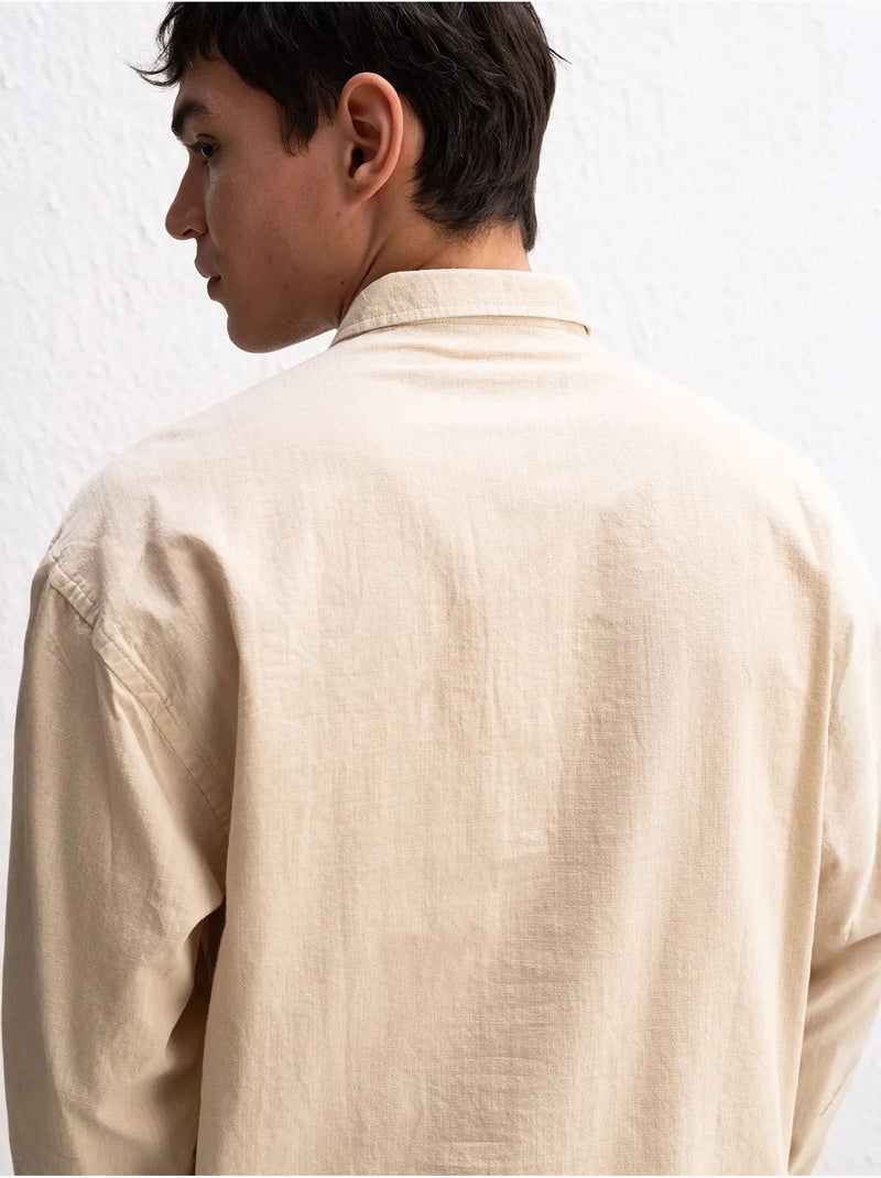 Camisa de algodón extragrande con botones giesto Beige arcilla - Kiabi