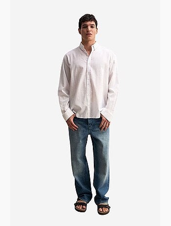 Camisa de algodón extragrande con botones giesto