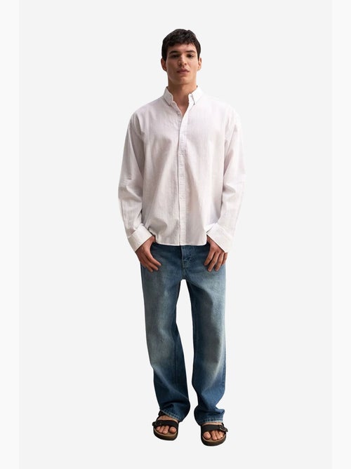 Camisa de algodón extragrande con botones giesto - Kiabi Camisa de algodón extragrande con botones giesto - Kiabi