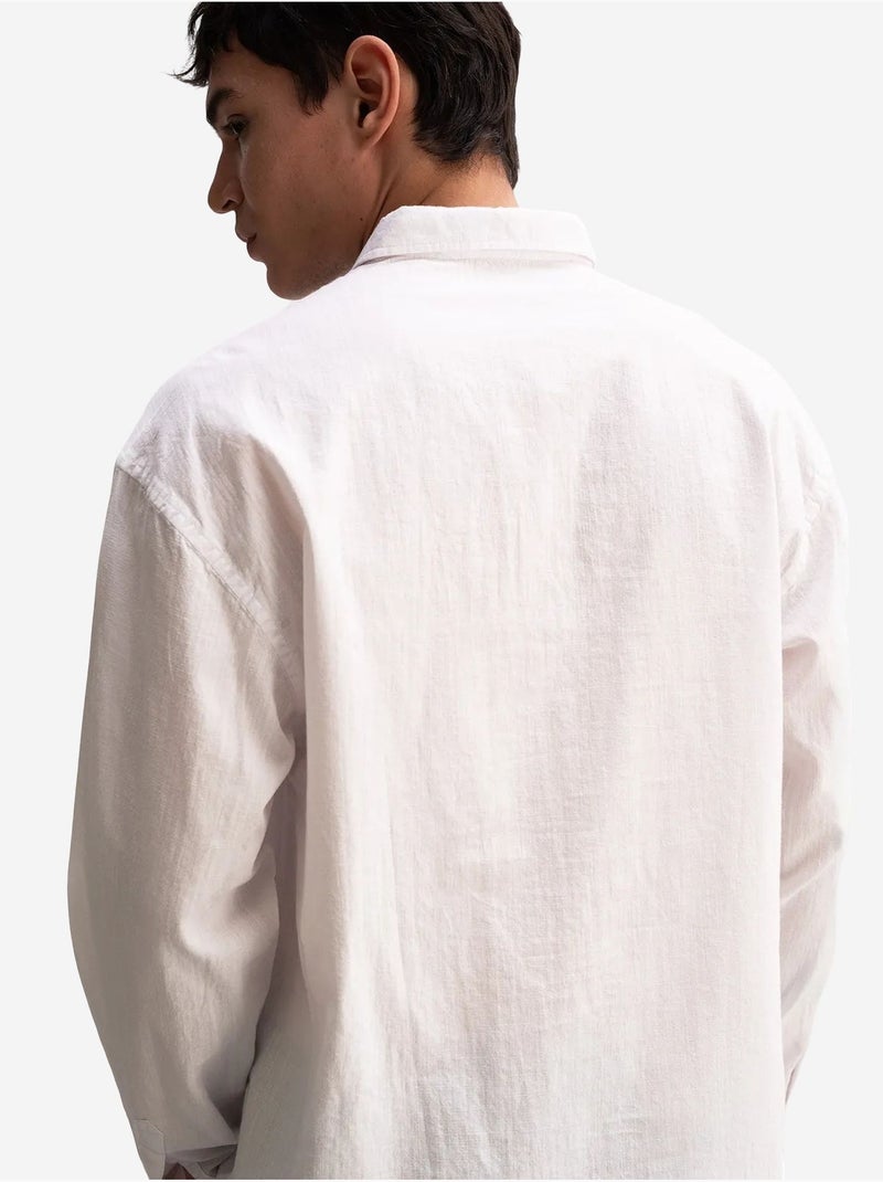 Camisa de algodón extragrande con botones giesto Blanco - Kiabi