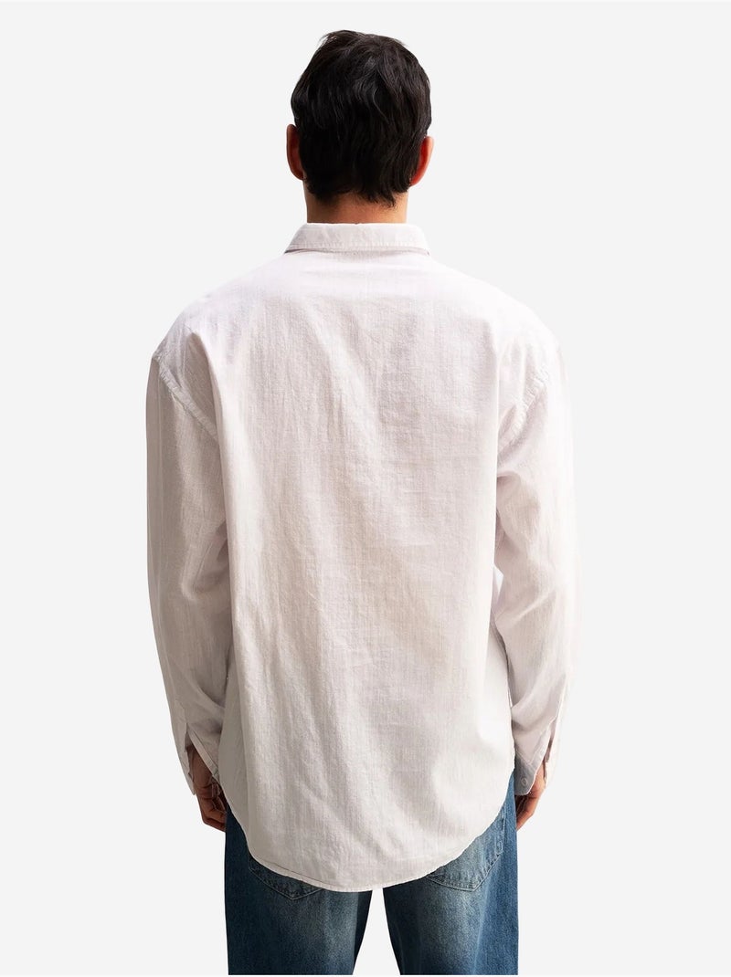 Camisa de algodón extragrande con botones giesto Blanco - Kiabi