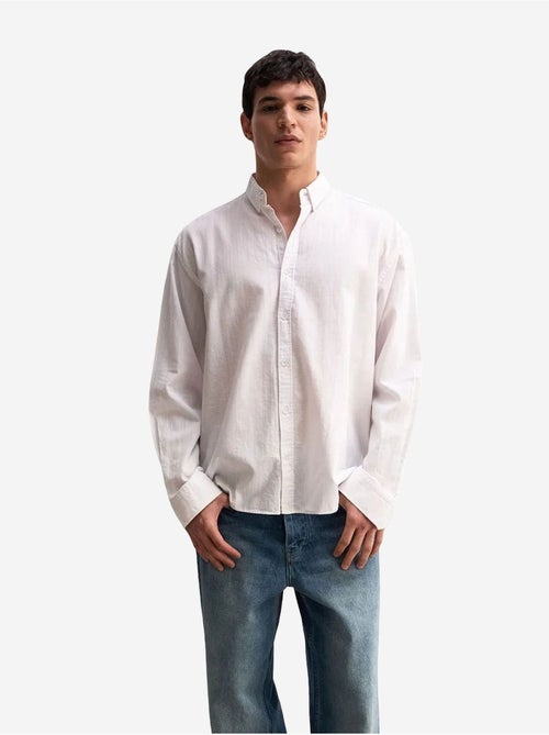 Camisa de algodón extragrande con botones giesto - Kiabi Camisa de algodón extragrande con botones giesto - Kiabi