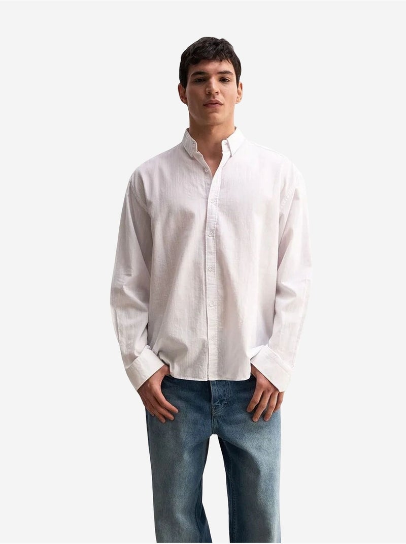 Camisa de algodón extragrande con botones giesto Blanco - Kiabi