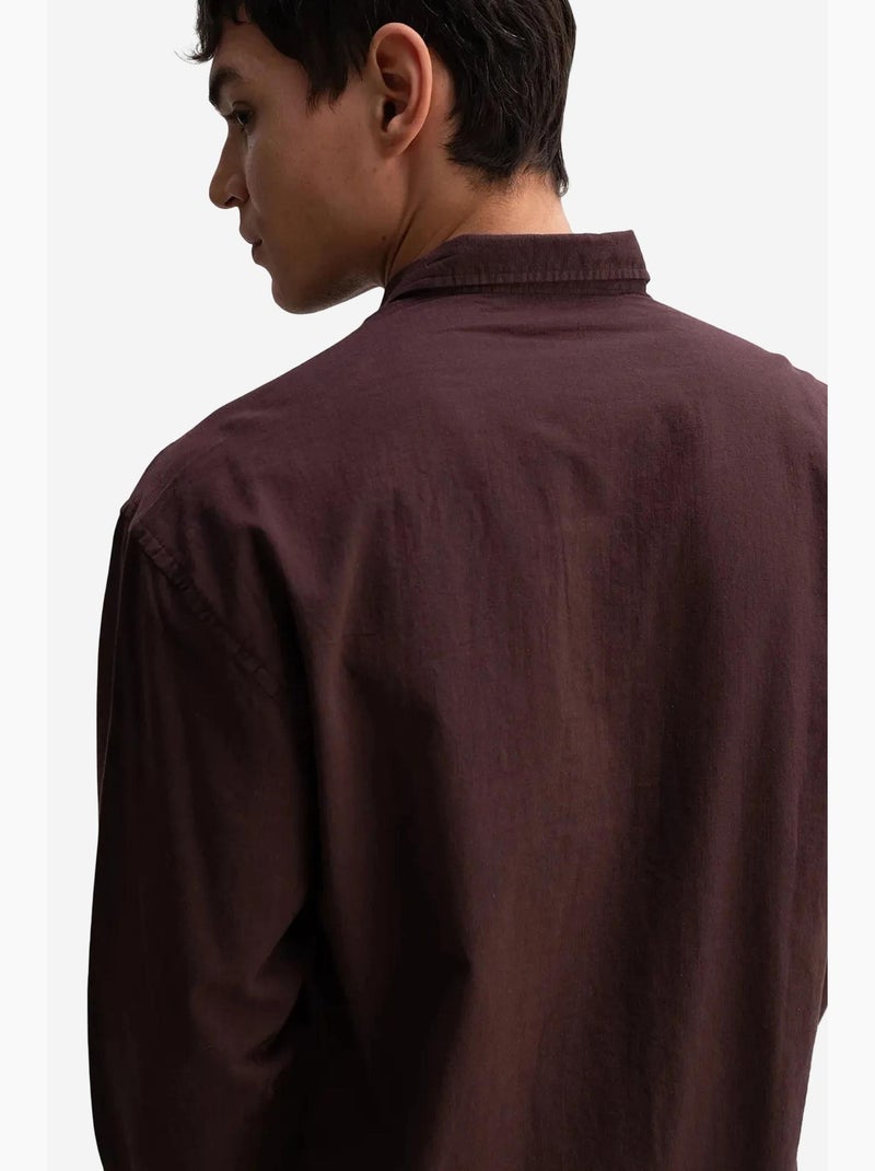 Camisa de algodón extragrande con botones giesto Marrón chocolate - Kiabi