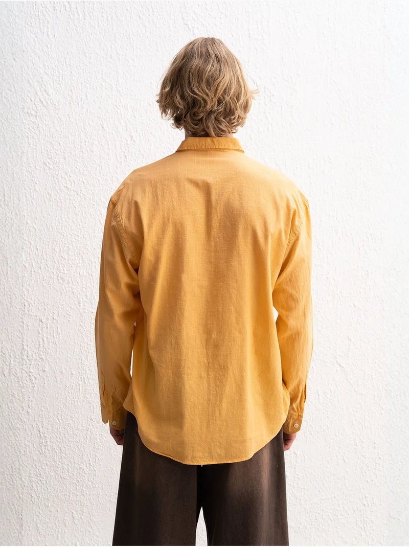 Camisa de algodón extragrande con botones giesto Naranja mandarina - Kiabi