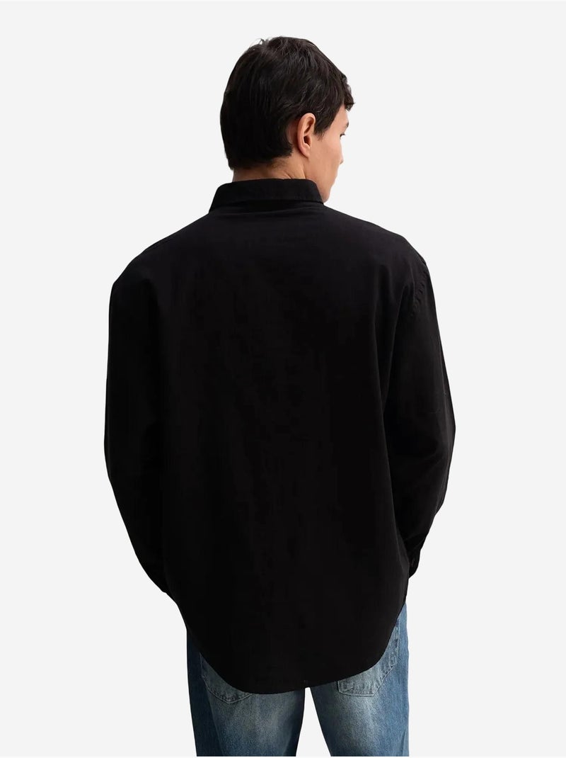 Camisa de algodón extragrande con botones giesto Negro - Kiabi