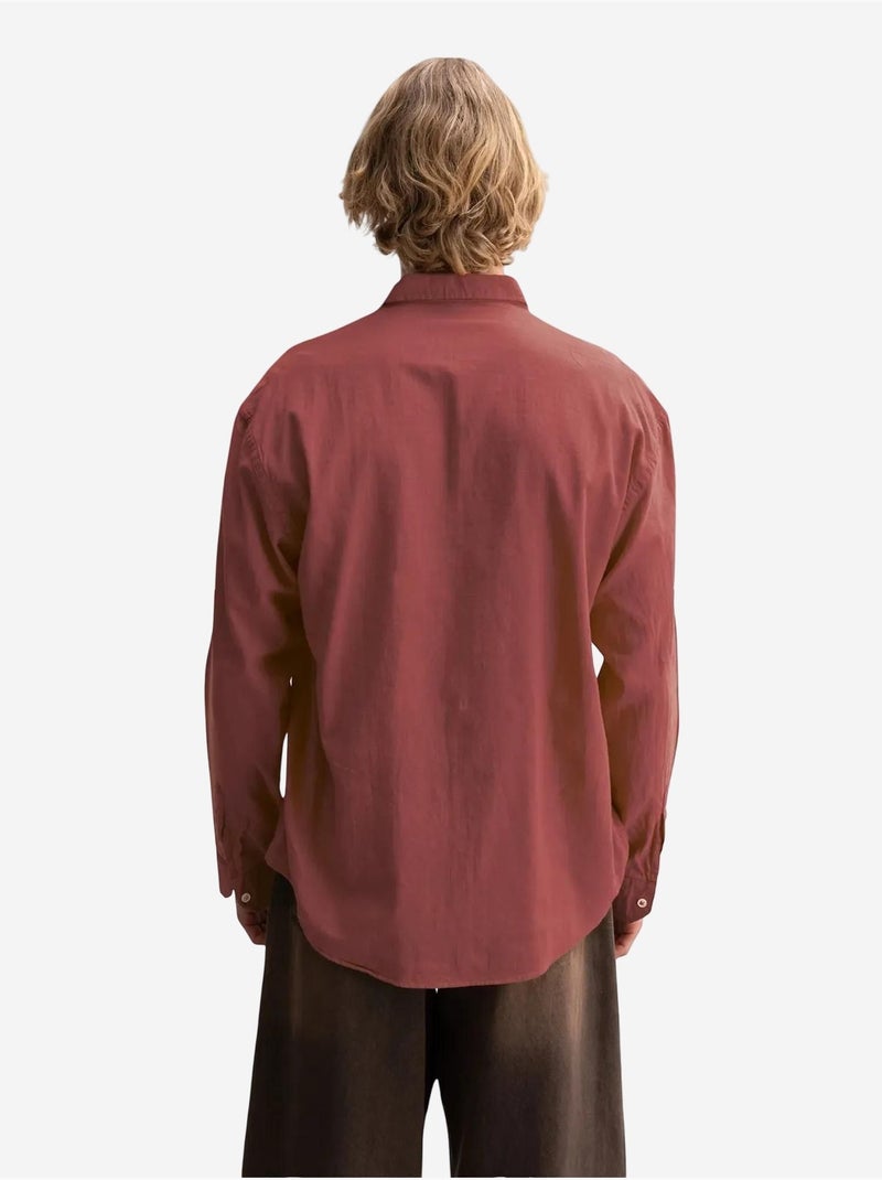 Camisa de algodón extragrande con botones giesto Rojo burdeos - Kiabi