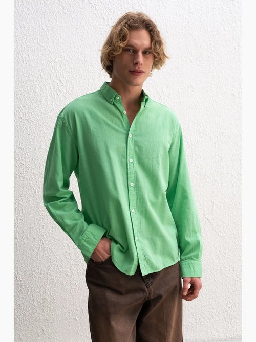 Camisa de algodón extragrande con botones giesto - Kiabi Camisa de algodón extragrande con botones giesto - Kiabi