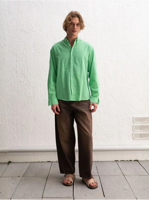 Camisa de algodón extragrande con botones giesto - Kiabi Camisa de algodón extragrande con botones giesto - Kiabi