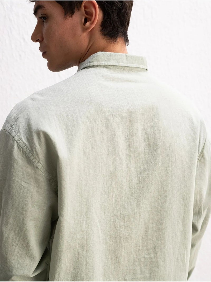 Camisa de algodón extragrande con botones giesto Verde menta - Kiabi