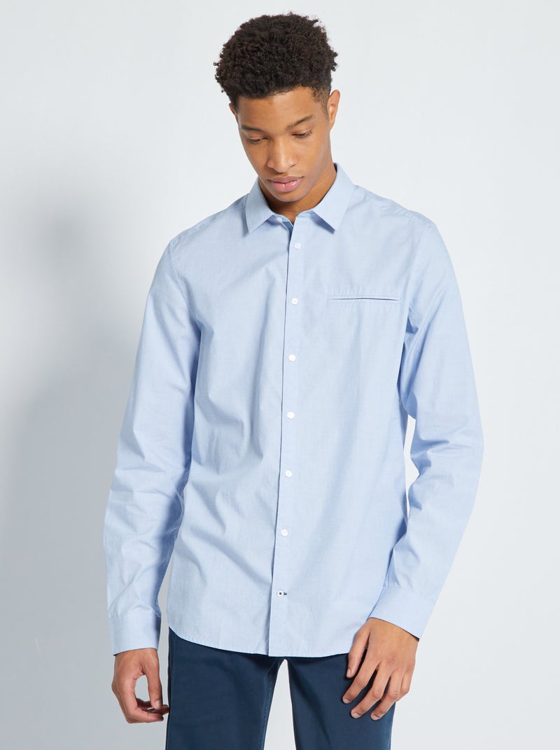 Camisa de algodón hilo a hilo +1,90 m azul - Kiabi