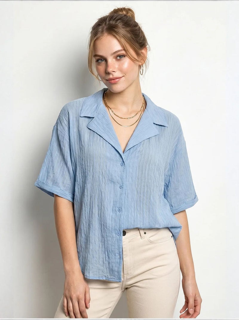 Camisa de algodón lucci Azul cielo - Kiabi