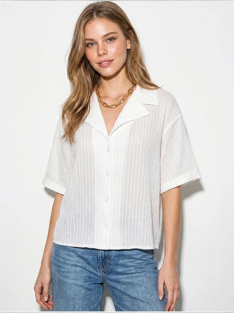 Camisa de algodón lucci Blanco roto - Kiabi