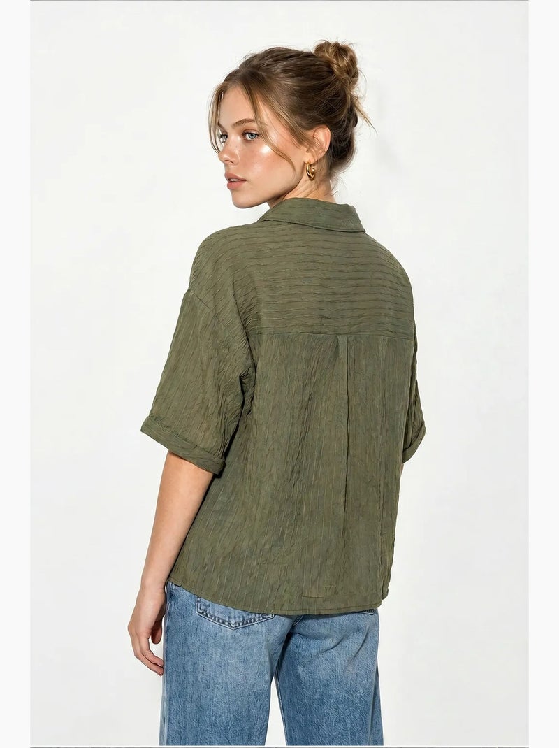 Camisa de algodón lucci Caqui - Kiabi
