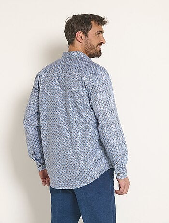 Camisa de algodón microestampado de manga larga - Afibel