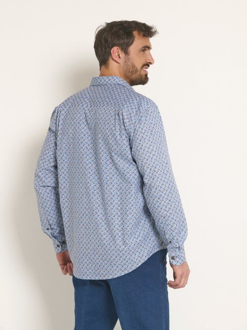 Camisa de algodón microestampado de manga larga - Afibel - Kiabi