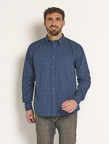 Camisa de algodón microestampado de manga larga - Afibel