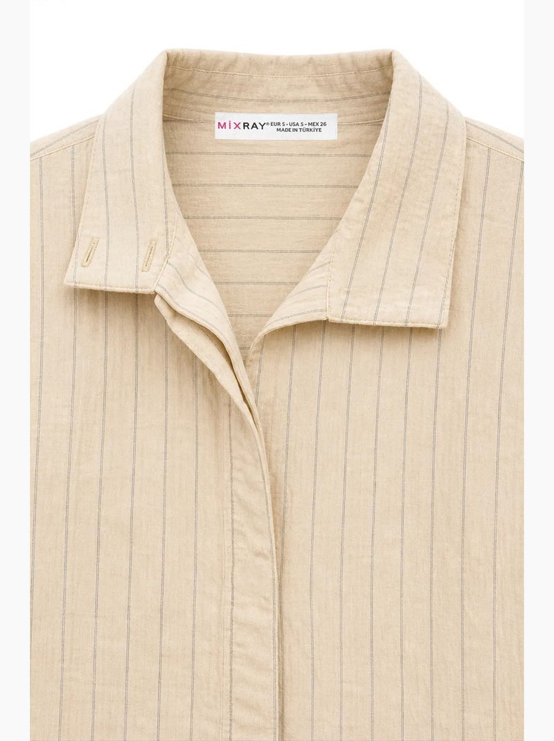 Camisa de algodón mixray Beige arcilla - Kiabi