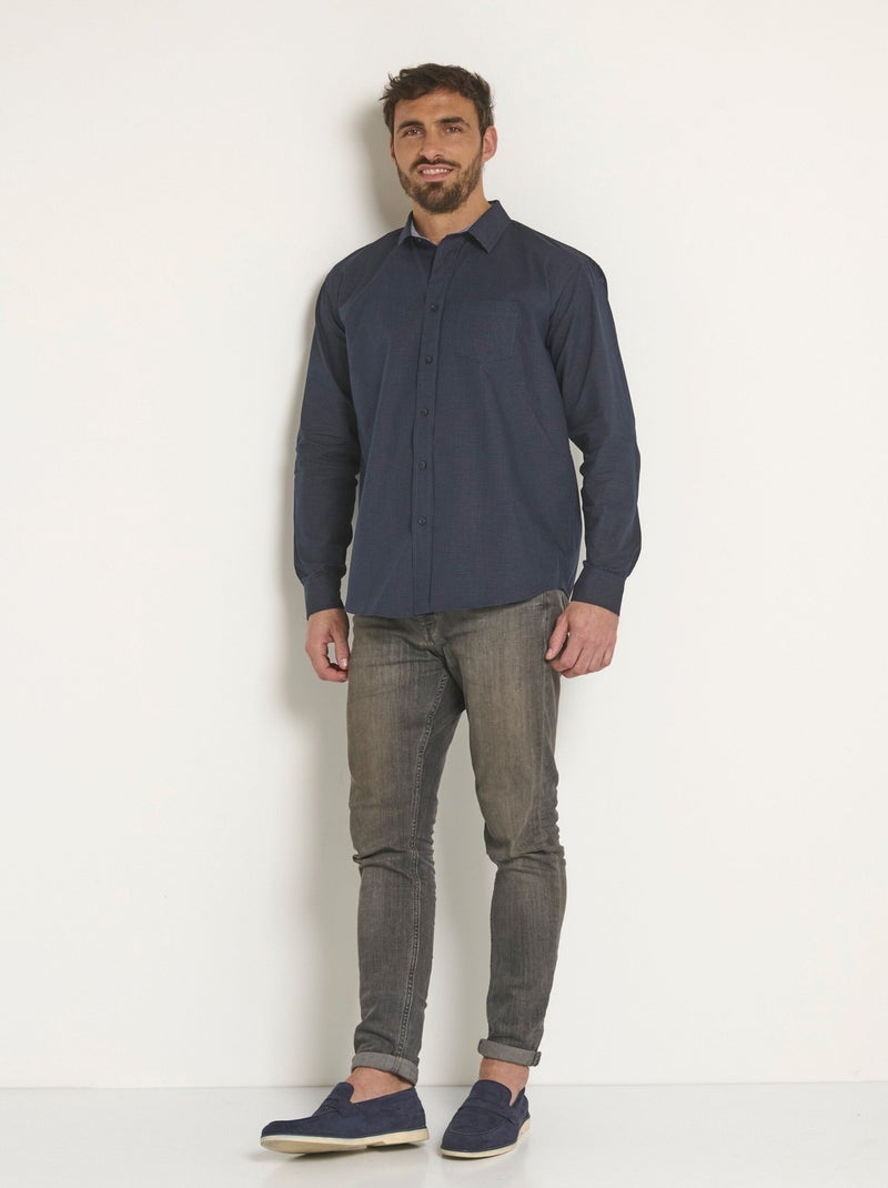 Camisa de algodón oscuro con detalles en contraste - Afibel Azul marino - Kiabi