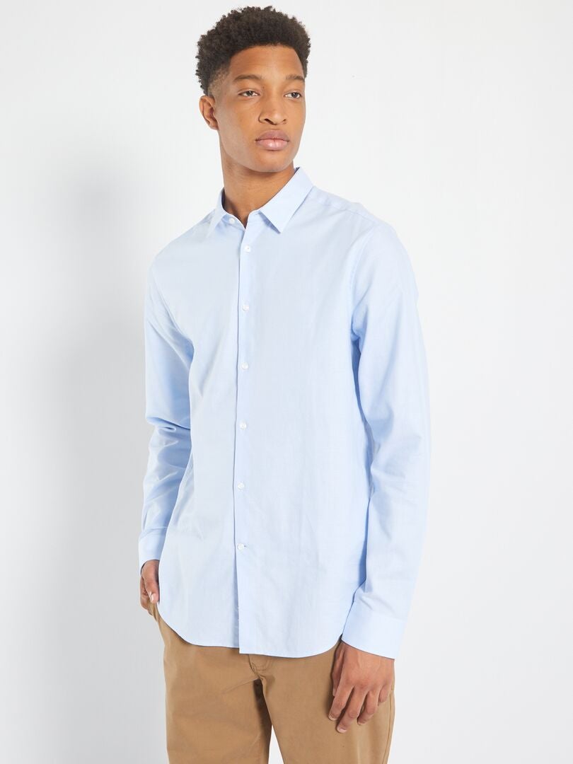 Camisa de algodón oxford +1,90 m azul gris - Kiabi
