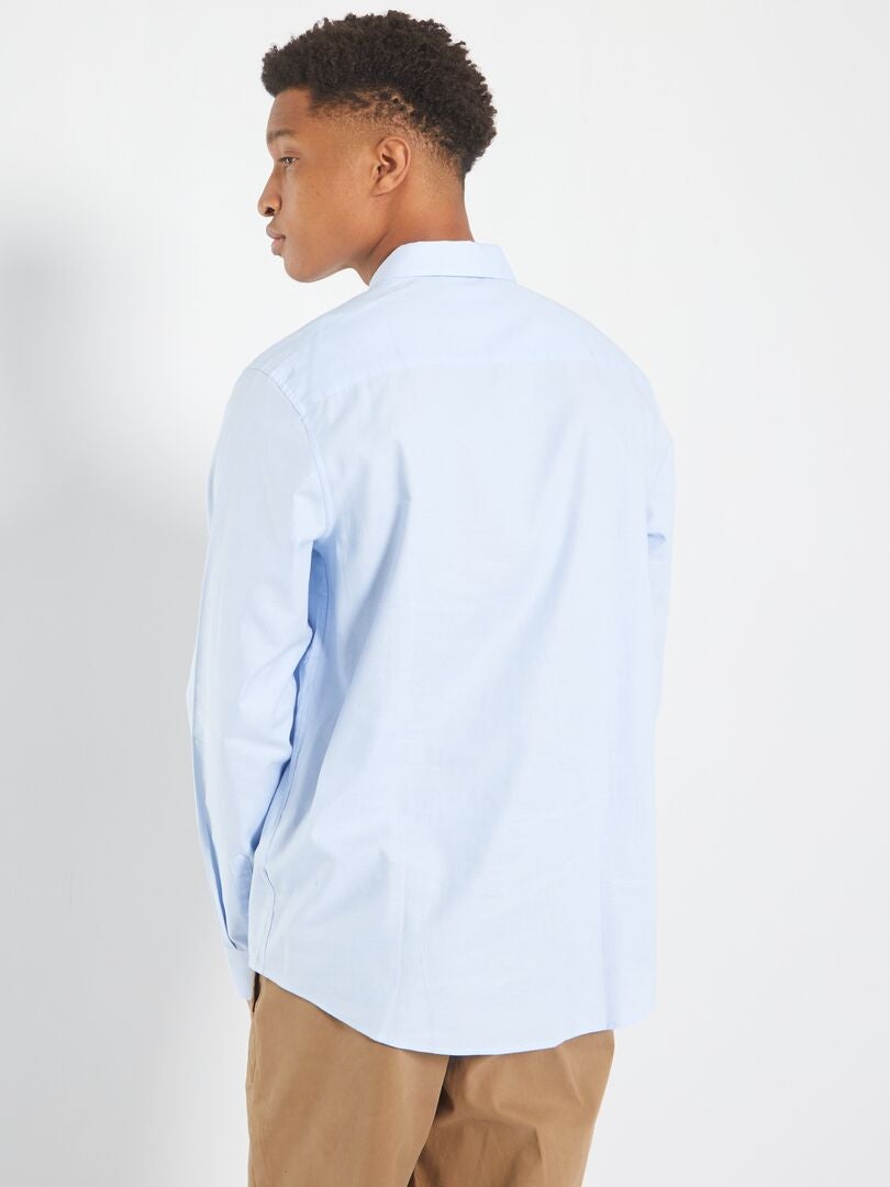 Camisa de algodón oxford +1,90 m azul gris - Kiabi