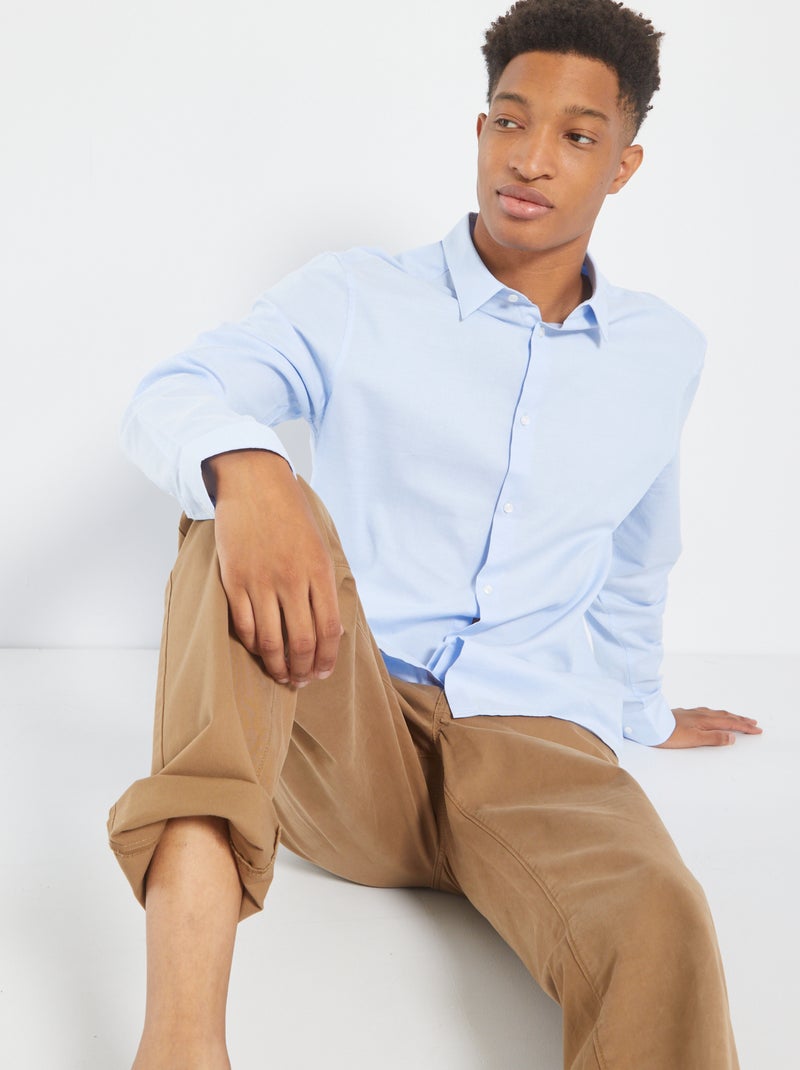 Camisa de algodón oxford +1,90 m azul gris - Kiabi