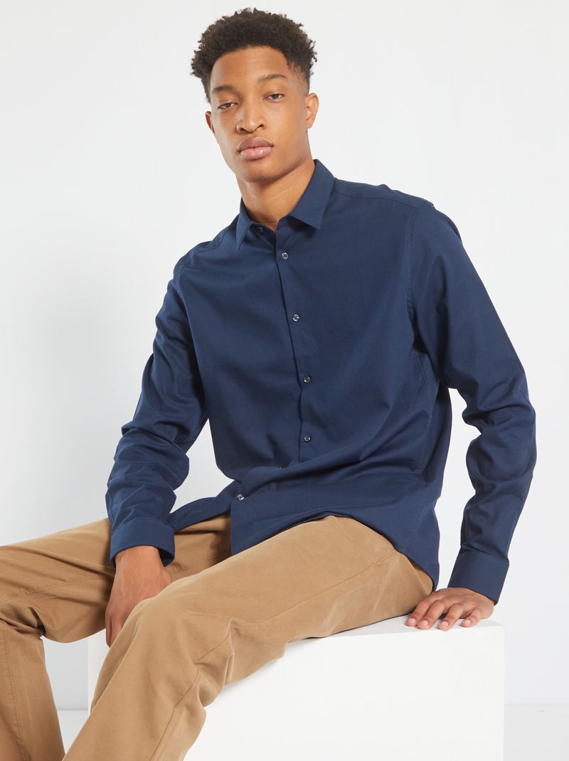Camisa de algodón oxford +1,90 m negro iris - Kiabi