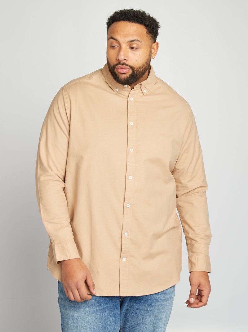 Camisa de algodón oxford BEIGE - Kiabi
