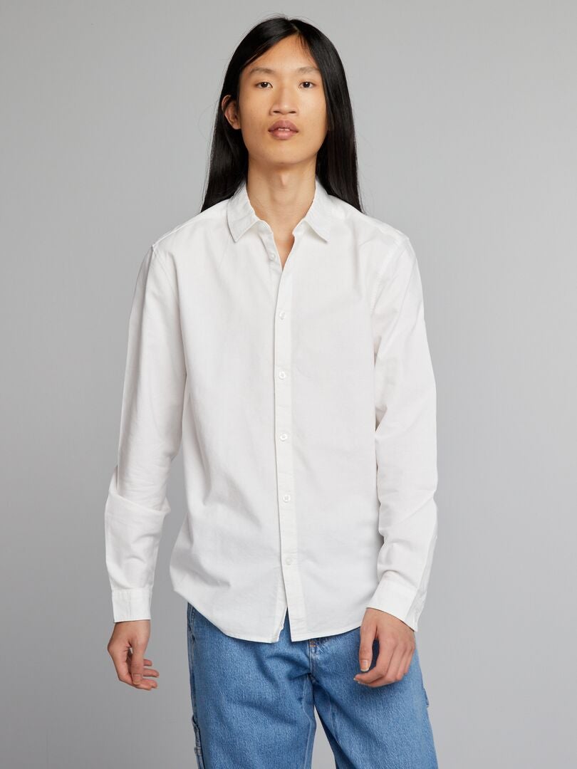 Camisa de algodón Oxford Blanco - Kiabi