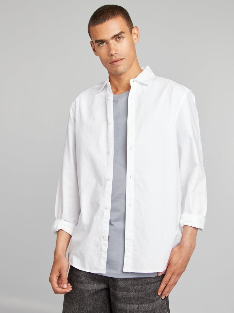 Camisa de algodón Oxford Blanco - Kiabi