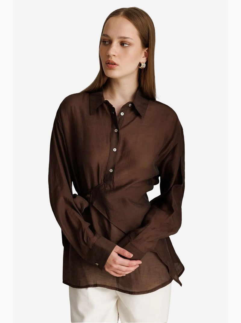 Camisa de algodón para mujer mixray Marrón chocolate - Kiabi