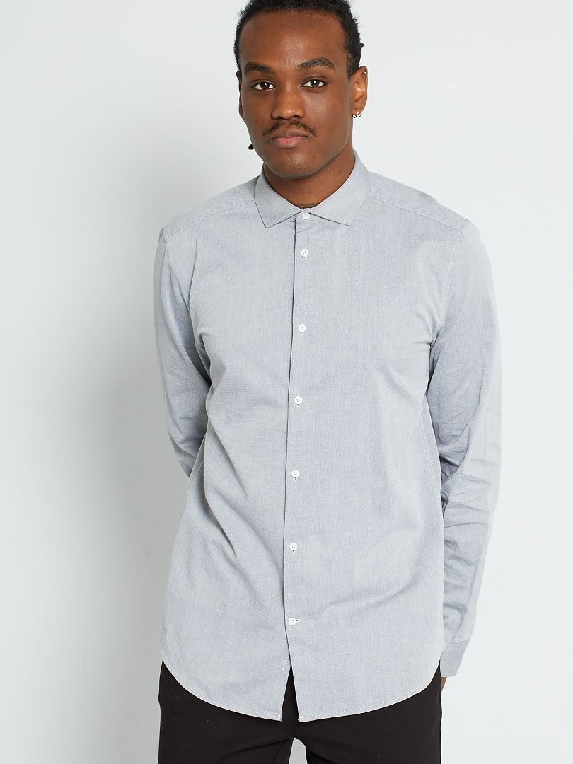 Camisa  de algodón puro gris - Kiabi