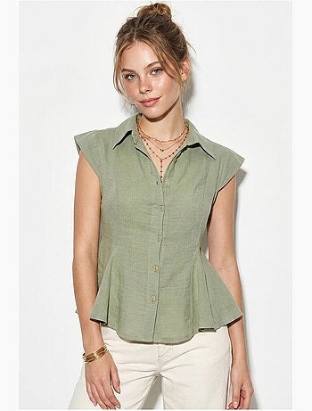 Camisa de algodón sin mangas entallada lucci