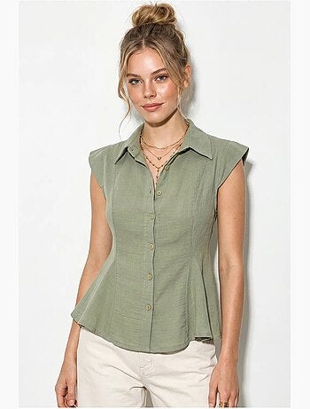 Camisa de algodón sin mangas entallada lucci