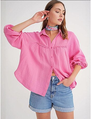 Camisa de algodón texturizado con botones mixray