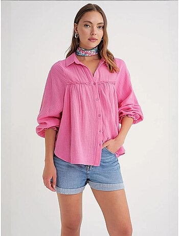 Camisa de algodón texturizado con botones mixray