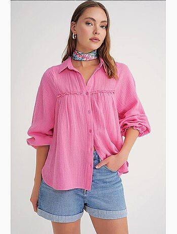 Camisa de algodón texturizado con botones mixray
