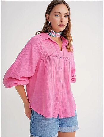 Camisa de algodón texturizado con botones mixray