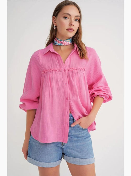 Camisa de algodón texturizado con botones mixray - Kiabi