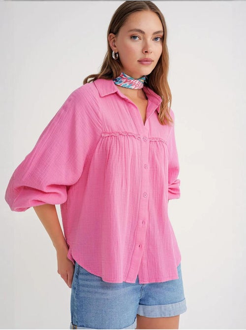 Camisa de algodón texturizado con botones mixray - Kiabi