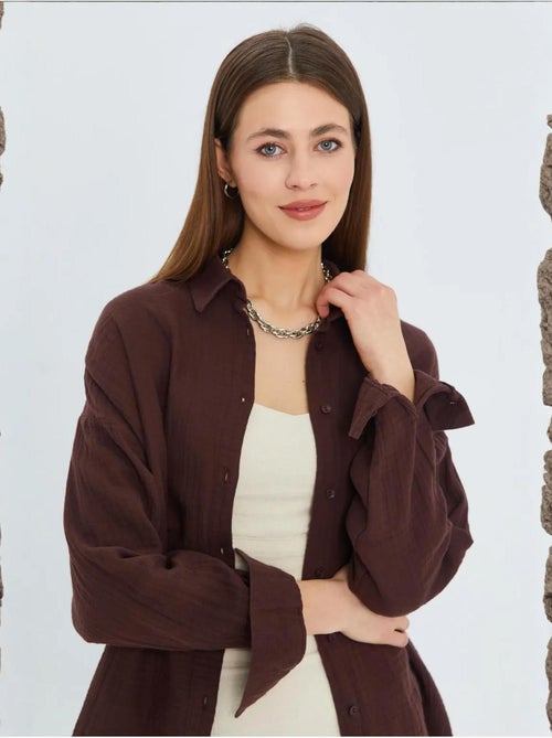 Camisa de algodón texturizado con botones y bolsillo mixray - Kiabi Camisa de algodón texturizado con botones y bolsillo mixray - Kiabi